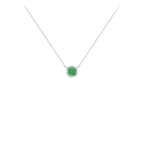 Bezel Set 4mm Gemstone Pendant – Sterling Silver with Emerald