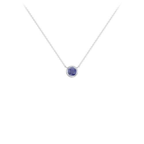 Bezel Set 4mm Gemstone Pendant – Sterling Silver with Blue Sapphire
