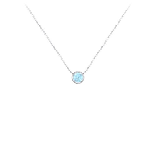 Bezel Set 4mm Gemstone Pendant – Sterling Silver with Blue Topaz