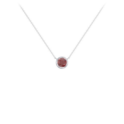 Bezel Set 5mm Gemstone Pendant – Sterling Silver with Garnet