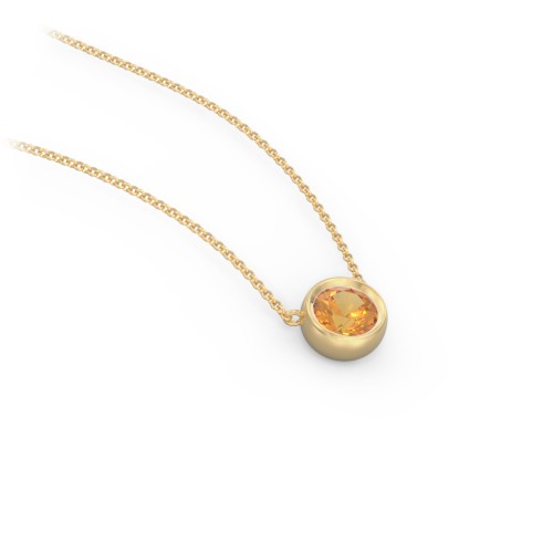 Bezel Set 5mm Gemstone Pendant – 18K Gold Plated Silver with Citrine