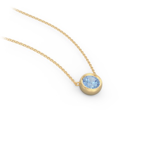 Bezel Set 5mm Gemstone Pendant – 18K Gold Plated Silver with Blue Topaz