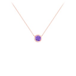 Bezel Set 5mm Gemstone Pendant in 9K Solid Rose Gold with Amethyst