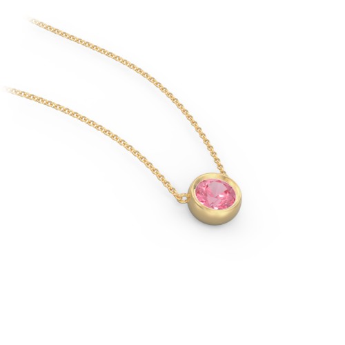 Bezel Set 5mm Gemstone Pendant – 9kt Yellow Gold with Pink Tourmaline