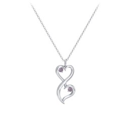 Stacked Hearts Gemstone Necklace in 925 Sterling Silver with Alexandrite