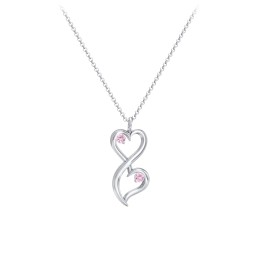Stacked Hearts Gemstone Necklace in 925 Sterling Silver with Pink Tourmaline