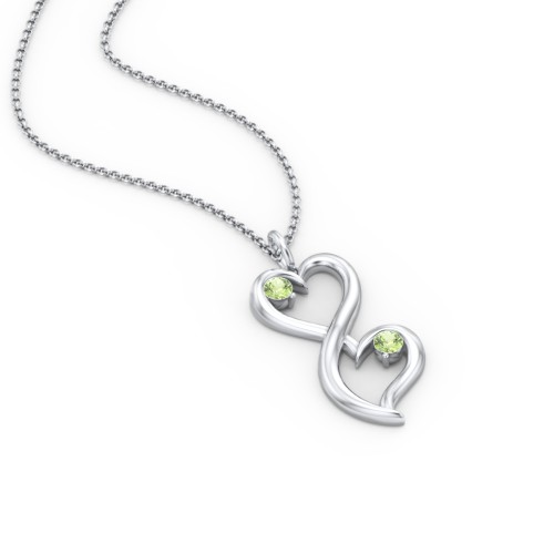 Stacked Hearts Gemstone Necklace – Sterling Silver with Peridot