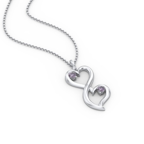 Stacked Hearts Gemstone Necklace – Sterling Silver with Alexandrite
