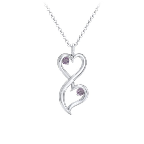 Stacked Hearts Gemstone Necklace – Sterling Silver with Alexandrite