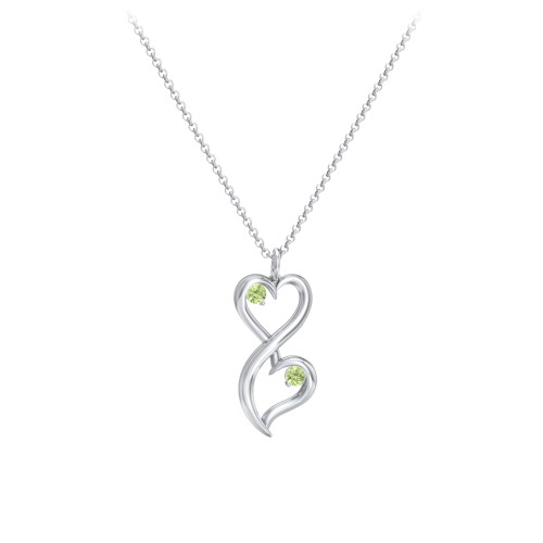 Stacked Hearts Gemstone Necklace – Sterling Silver with Peridot