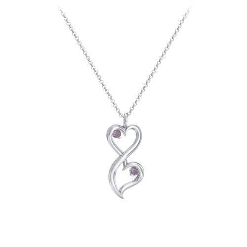 Stacked Hearts Gemstone Necklace – Sterling Silver with Alexandrite