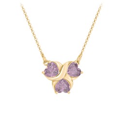 Love and Kisses 3 Gemstone Pendant in 18K Gold Plated Silver with Alexandrite