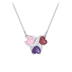 Love and Kisses 3 Gemstone Pendant – Sterling Silver with Pink Tourmaline, Ruby, and Amethyst