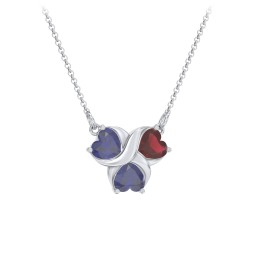 Love and Kisses 3 Gemstone Pendant in 925 Sterling Silver with Blue Sapphire and Garnet