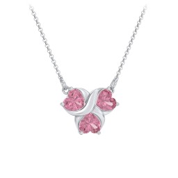Love and Kisses 3 Gemstone Pendant in 925 Sterling Silver with Pink Tourmaline