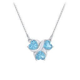 Love and Kisses 3 Gemstone Pendant in 925 Sterling Silver with Blue Topaz