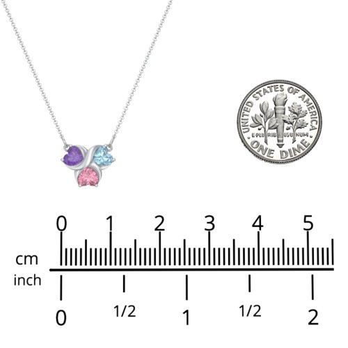 Love and Kisses 3 Gemstone Pendant – Sterling Silver with Pink Tourmaline, Ruby, and Amethyst