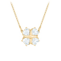 Love and Kisses 4 Gemstone Pendant in 18K Gold Plated Silver with Aquamarine
