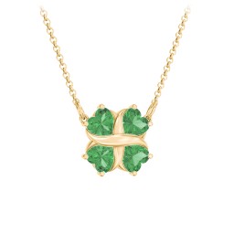 Love and Kisses 4 Gemstone Pendant in 18K Gold Plated Silver with Emerald