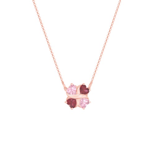 Love and Kisses 4 Gemstone Pendant – 9kt Rose Gold with Pink Tourmaline and Ruby