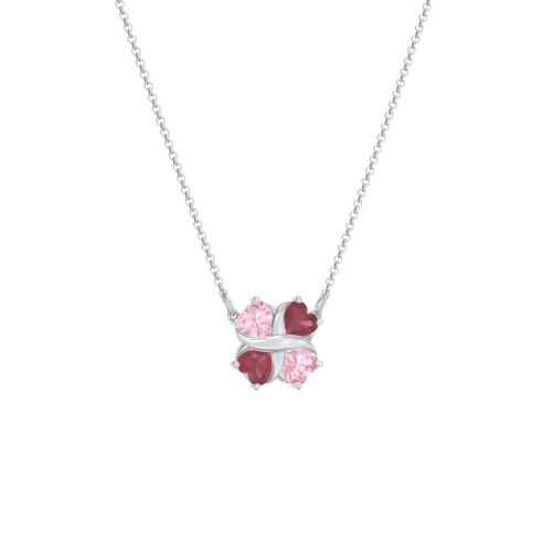 Love and Kisses 4 Gemstone Pendant – Sterling Silver with Pink Tourmaline and Ruby