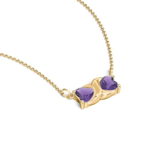 Love and Kisses Gemstone Pendant – 18K Gold Plated Silver with Amethyst