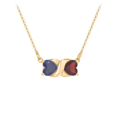 Love and Kisses Gemstone Pendant – 18K Gold Plated Silver with Blue Sapphire and Garnet