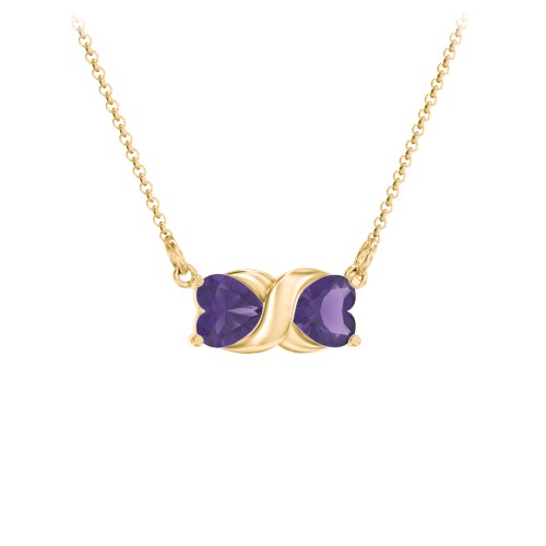 Love and Kisses Gemstone Pendant – 18K Gold Plated Silver with Amethyst