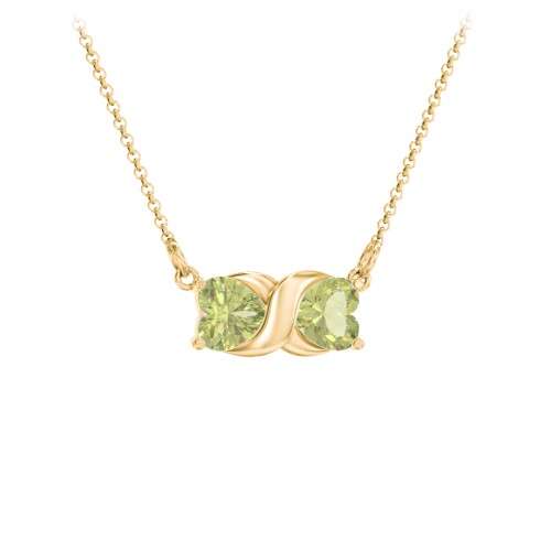 Love and Kisses Gemstone Pendant – 18K Gold Plated Silver with Peridot