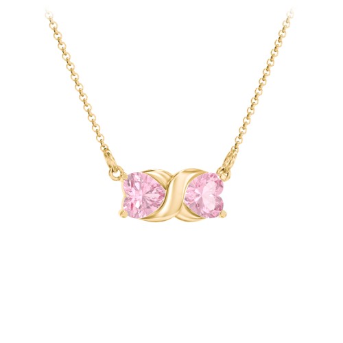 Love and Kisses Gemstone Pendant – 18K Gold Plated Silver with Pink Tourmaline