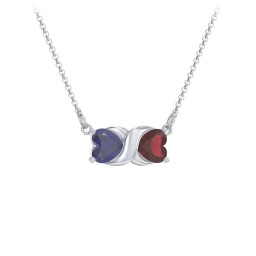 Love and Kisses Gemstone Pendant in 925 Sterling Silver with Blue Sapphire and Garnet