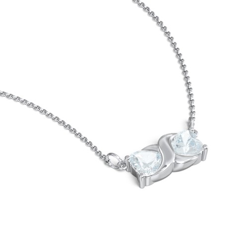 Love and Kisses Gemstone Pendant – Sterling Silver with Aquamarine