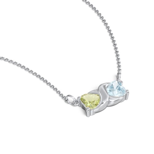 Love and Kisses Gemstone Pendant – Sterling Silver with Peridot and Aquamarine