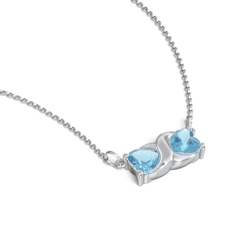 Love and Kisses Gemstone Pendant – Sterling Silver with Blue Topaz