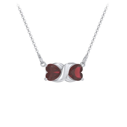 Love and Kisses Gemstone Pendant – Sterling Silver with Garnet