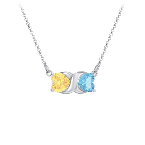 Love and Kisses Gemstone Pendant – Sterling Silver with Citrine and Blue Topaz