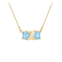 Love and Kisses Gemstone Pendant in 9K Solid Yellow Gold with Blue Topaz