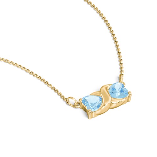 Love and Kisses Gemstone Pendant – 9kt Yellow Gold with Blue Topaz