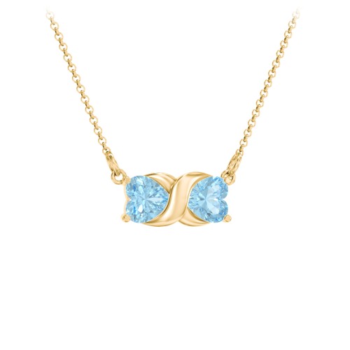 Love and Kisses Gemstone Pendant – 9kt Yellow Gold with Blue Topaz