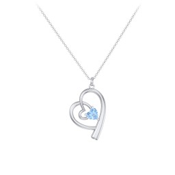 Intertwined Heart In Heart Pendant with Gemstone in 925 Sterling Silver with Blue Topaz
