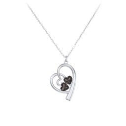 Intertwined Heart In Heart Pendant with 2 Gemstones