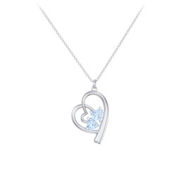 Intertwined Heart In Heart Pendant with 2 Gemstones