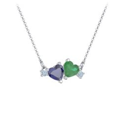 Gemstone Hearts Necklace with Accent Stones