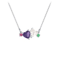 Gemstone Hearts Necklace with Accent Stones