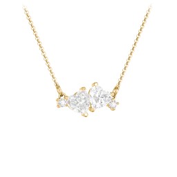 Gemstone Hearts Necklace with Accent Stones in 18K Gold Plated Silver with Diamond