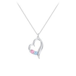 Tilted Open Heart Pendant with Gemstones