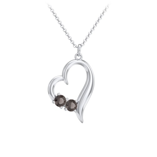 Tilted Open Heart Pendant with Gemstones