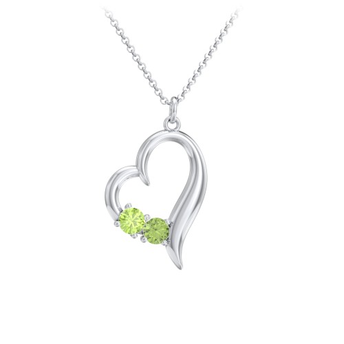 Tilted Open Heart Pendant with Gemstones