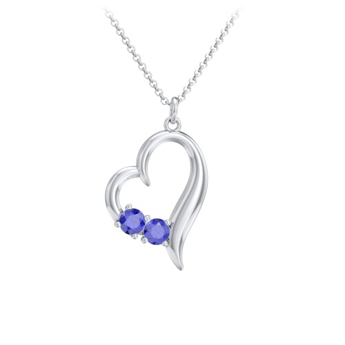 Tilted Open Heart Pendant with Gemstones