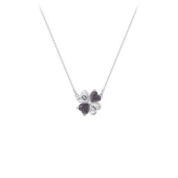 Lucky Clover Hearts And Gemstones Necklace in 925 Sterling Silver with Alexandrite